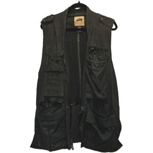 Humvee Mens Black Tactical Field Vest Multi-Pocket Fishing Safari Utility Large